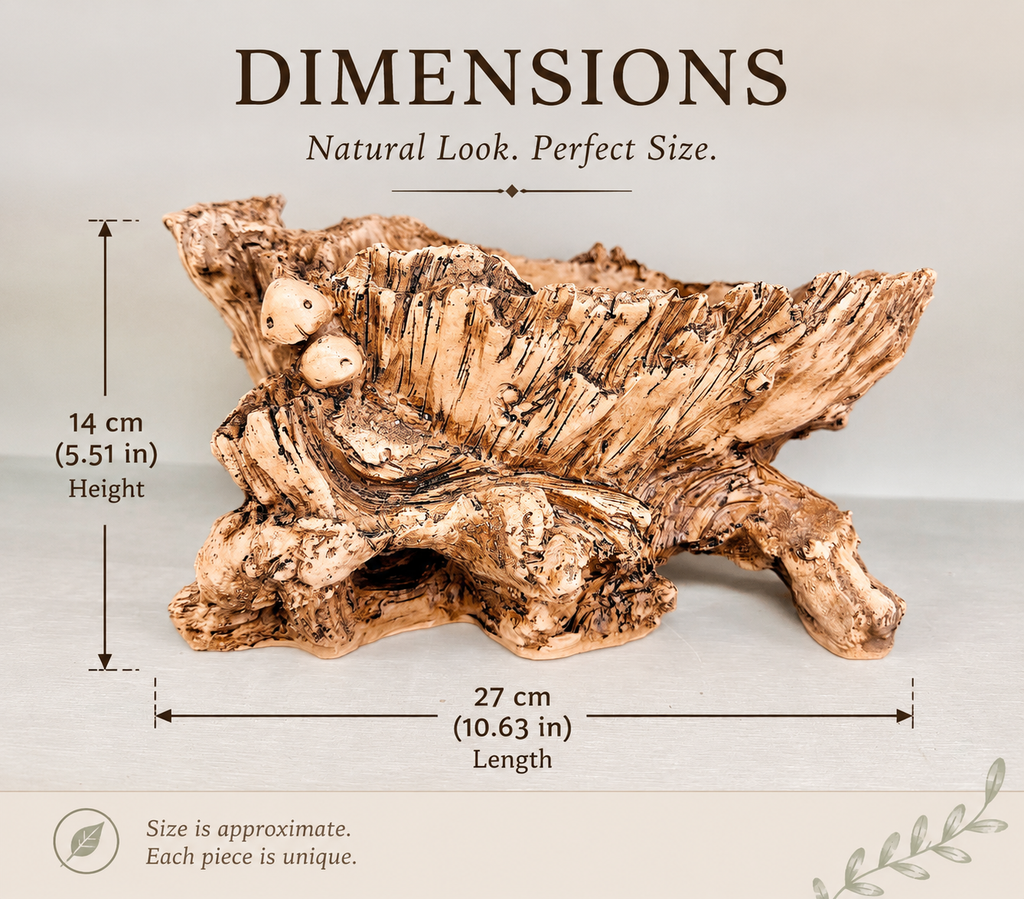 Large Driftwood Resin Succulent Planter with Drainage – 10.6" Woodland Style