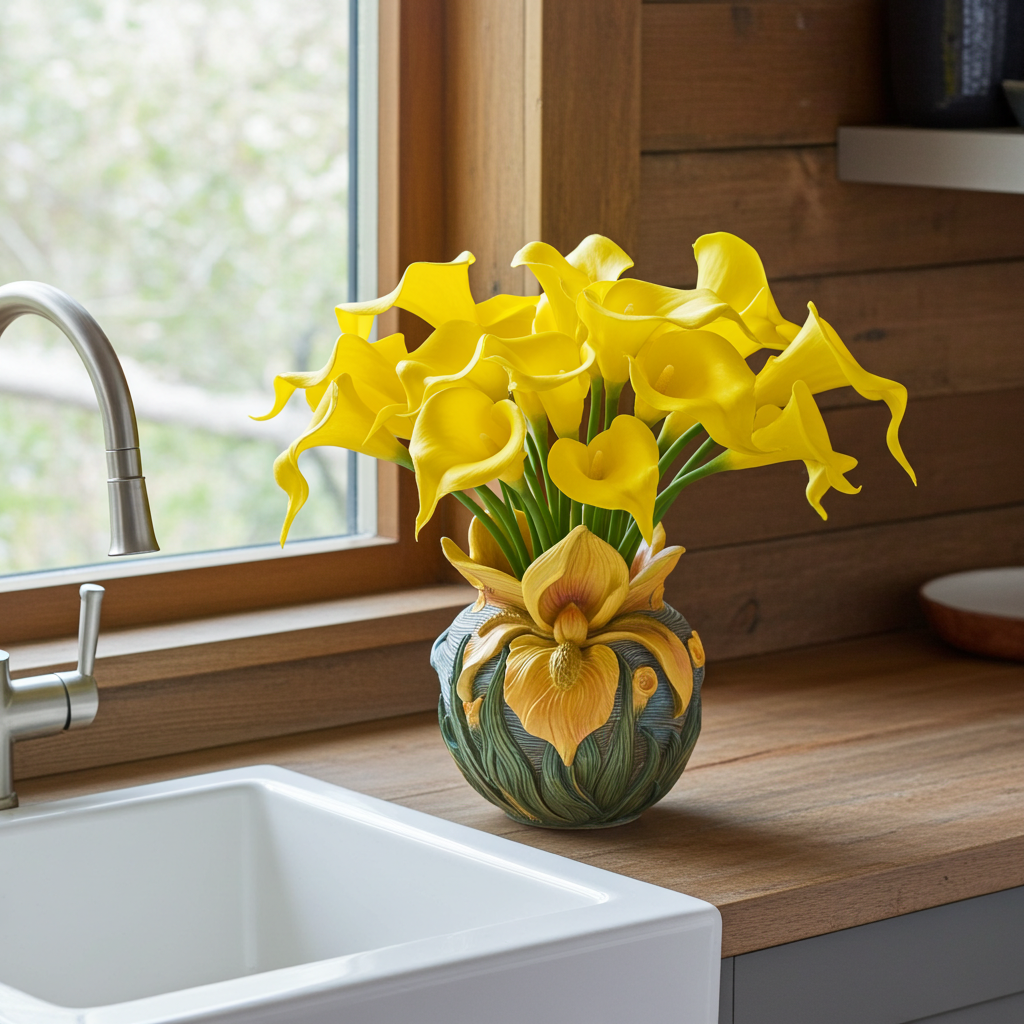 Van Gogh Inspired Iris Planter or Vase – Calla Lily Options