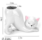 DIY Succulent Kit - Cat Tail Planter with Drainage Hole – Stretching Kitty Ceramic Succulent Pot