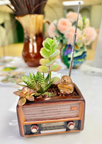 Retro Radio Planter - Mid-Century Modern Desk Decor - Unique Vintage Style Gift