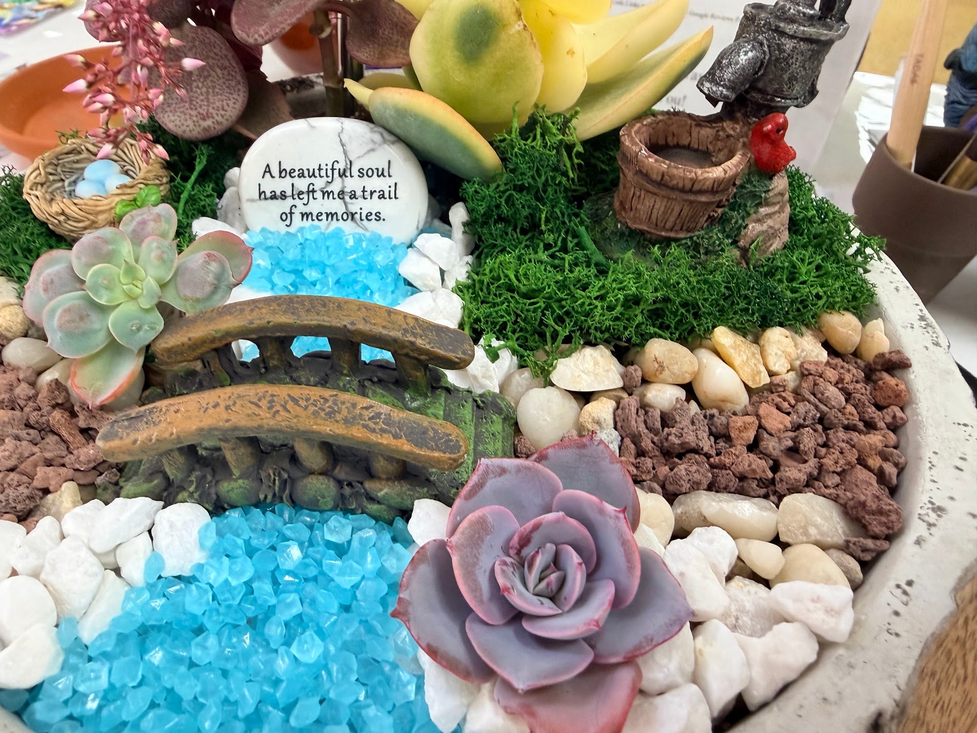 in loving memory succulents A Beautiful Soul" Memorial Keepsake Stone – White Marble – Gorgeous Gifts