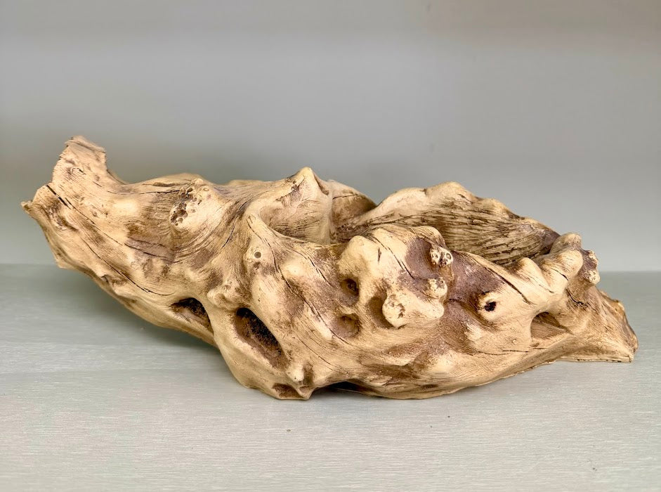 Light Driftwood Style Resin Planter with Two Planting Areas –  Beach Wood Look - Drainage - Arrangement Options