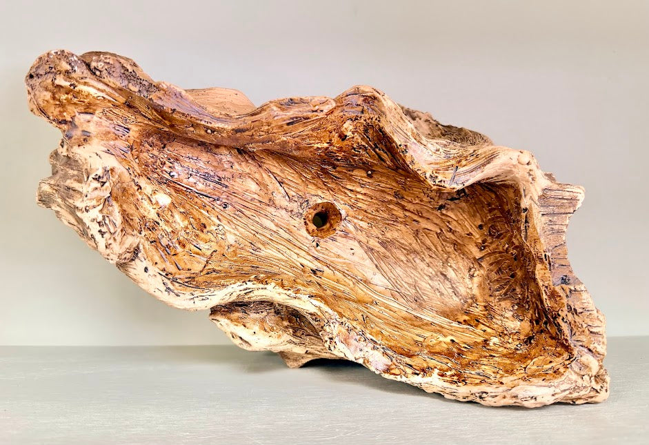 Rustic Driftwood Log Succulent Planter with Drainage – Realistic Wood Look Resin Planter – Woodland Succulent Arrangement