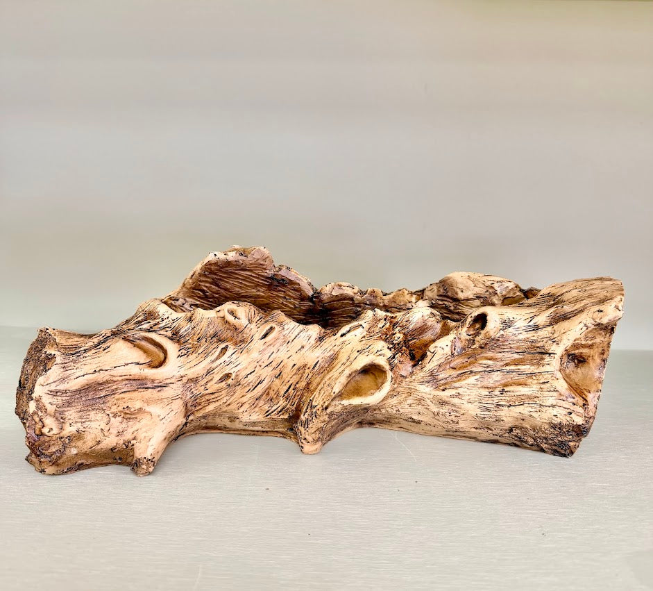 Rustic Log Planter with Drainage – Realistic Wood Look Succulent Planter – Woodland Succulent Arrangement