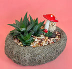 Owl Under Mushroom Plant Decoration – Whimsical Gift for Plant Lovers