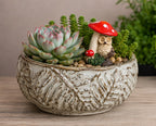 Owl Under Mushroom Plant Decoration – Whimsical Gift for Plant Lovers