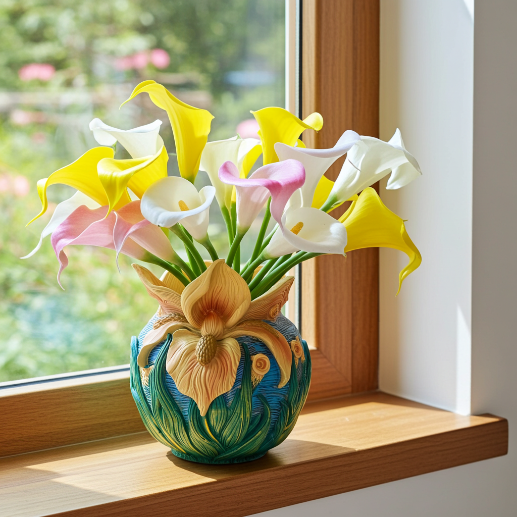 Van Gogh Inspired Iris Planter or Vase – Calla Lily Options