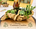 Light Driftwood Style Resin Planter with Two Planting Areas –  Beach Wood Look - Drainage - Arrangement Options