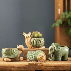 Elephant Succulent Planter with Drainage Hole – Small Ceramic Animal Plant Pot Gift