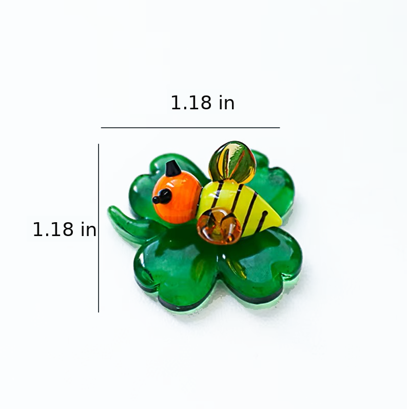 A small decorative bee and clover-shaped ornament shown on a white background with dimension lines indicating 1.18 in height and width.