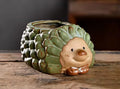 Hedgehog Succulent Planter Pot – Small Ceramic Animal Plant Pot with Drainage