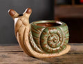 Snail Succulent Planter with Drainage – Small Ceramic Animal Plant Pot Gift