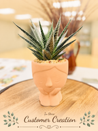5" Sweet Girl Ceramic Face Planter with Drainage Hole - Optional String Of Pearls
