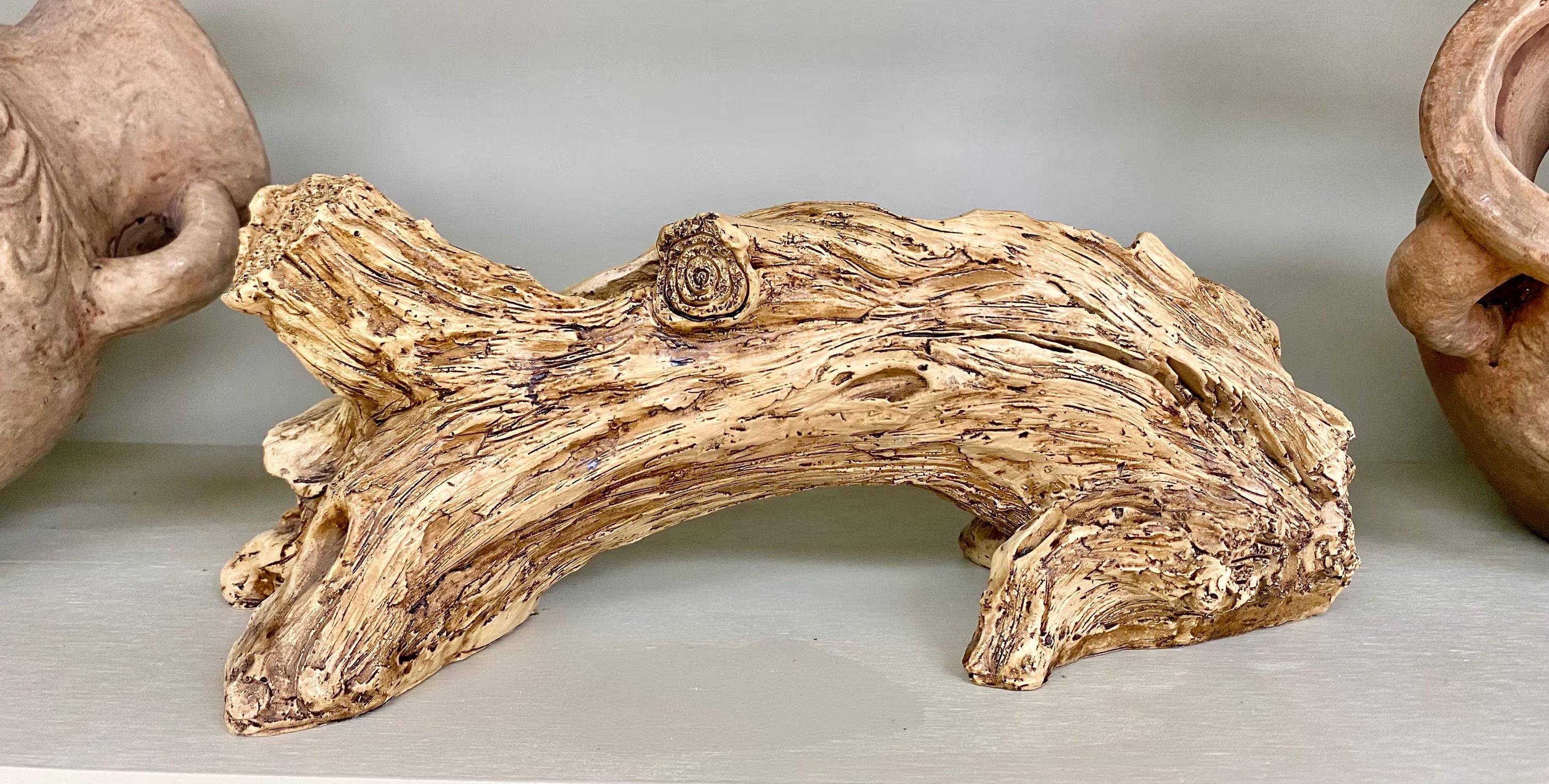Driftwood style resin planter with drainage