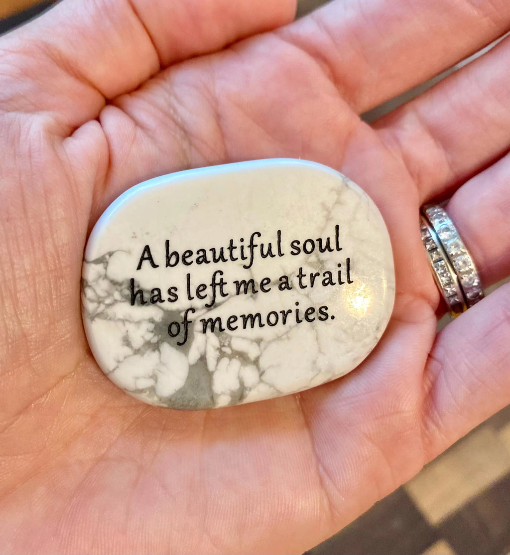 "A Beautiful Soul" Memorial Keepsake Stone – White Marble