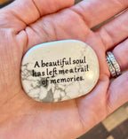"A Beautiful Soul" Memorial Keepsake Stone – White Marble