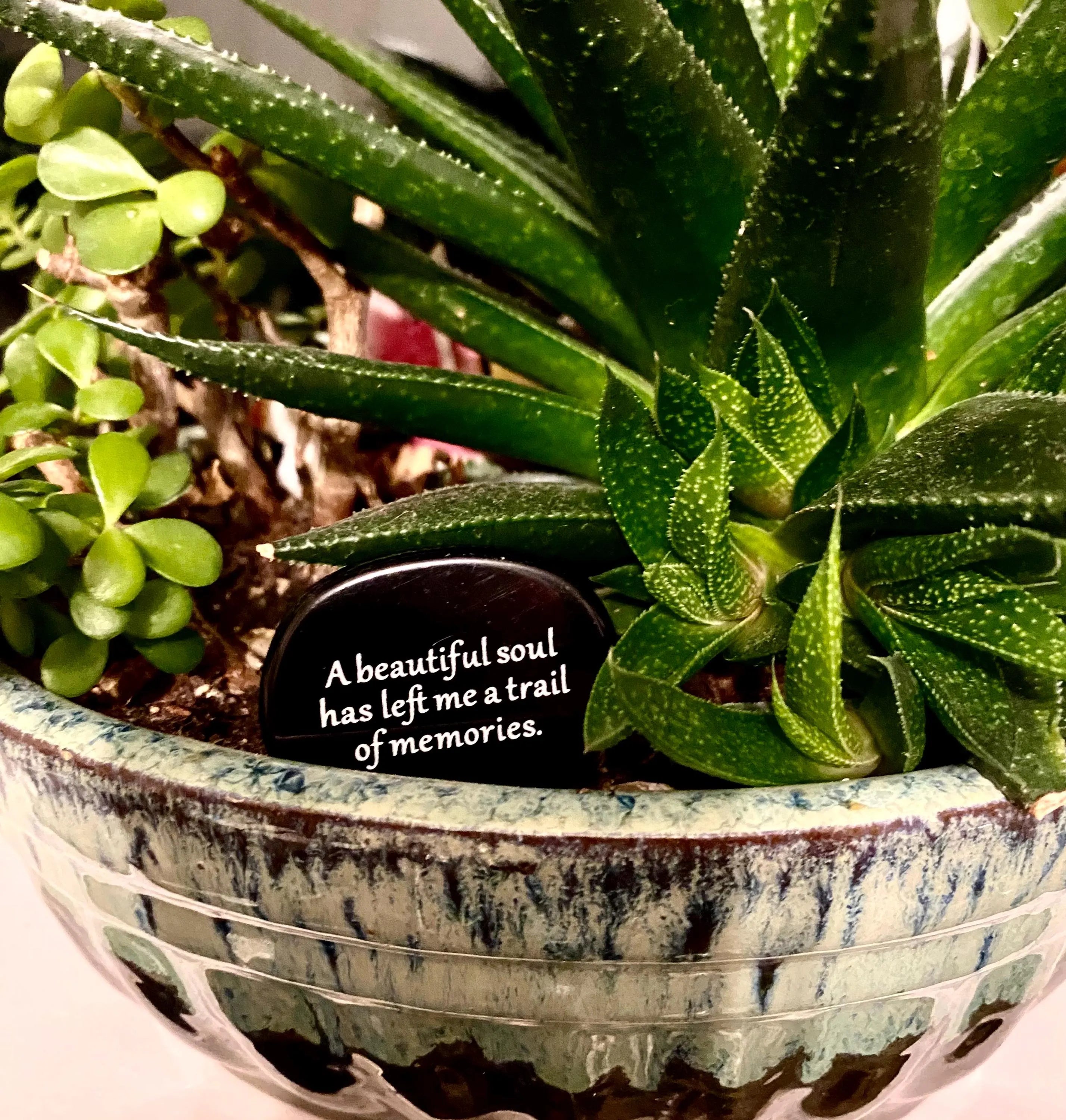 memorial succulents A Beautiful Soul" Memorial Keepsake Stone – Black Obsidian – Gorgeous Gifts
