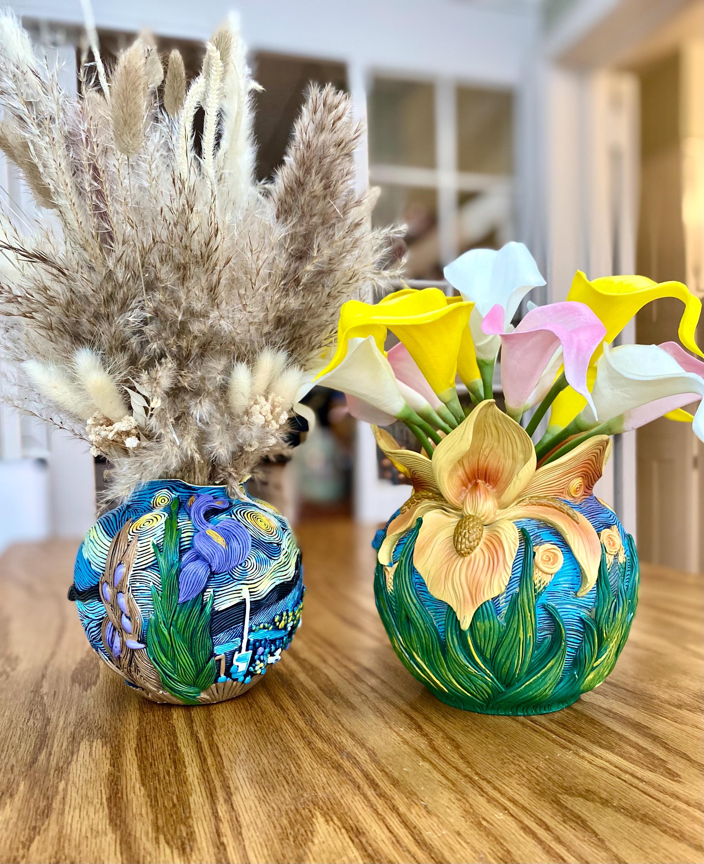Van Gogh Inspired Iris Planter or Vase – Calla Lily Options