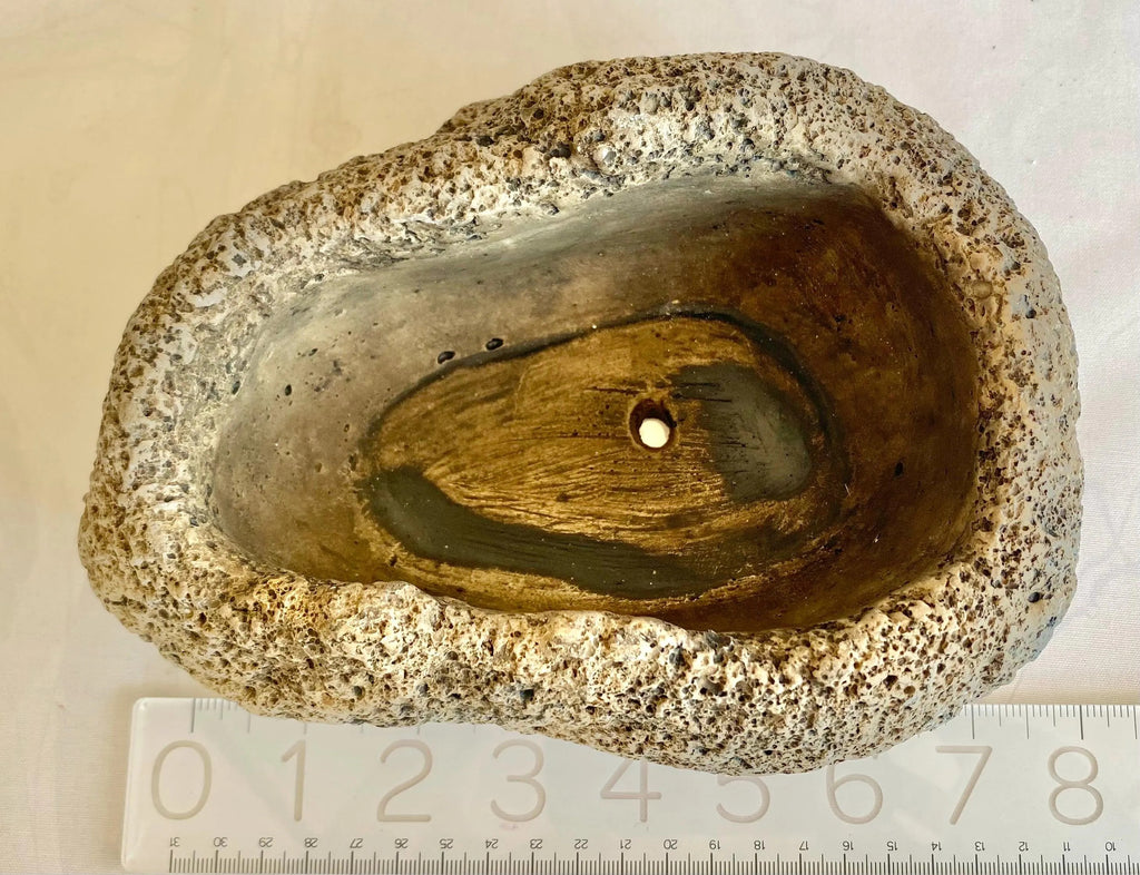 DIY Kit Cement Rock Planter for Succulents – shallow pot with Drainage