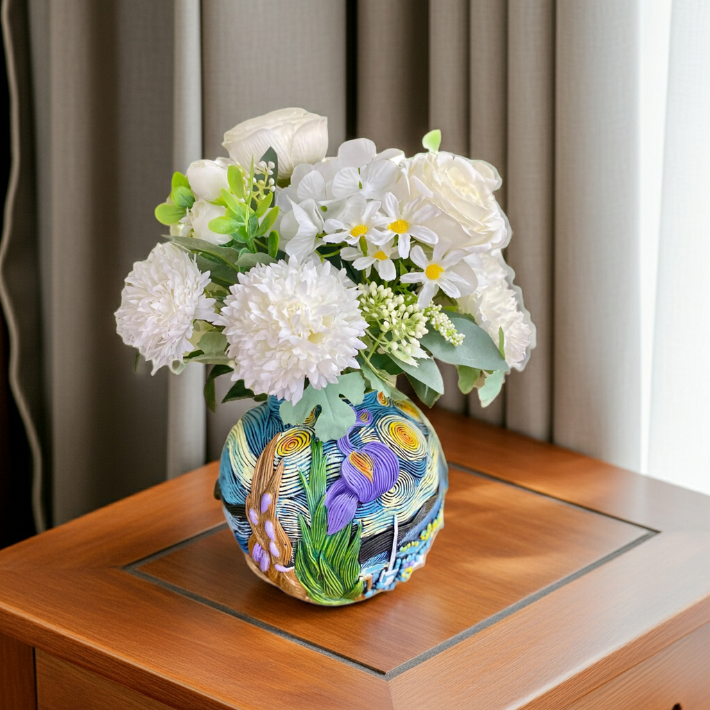 Artistic Painted Starry Night Resin Planter – Styling Bouquet Options